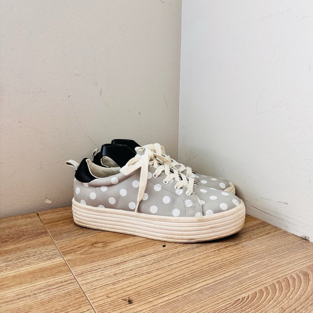 Zara Polka Dot Platform Sneakers Gray And White Women’s Size 6 - Picture 6 of 11